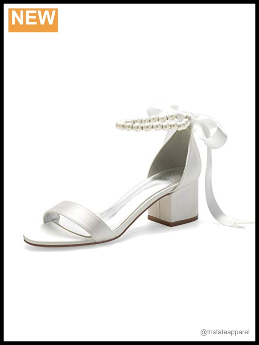 Womens Open Toe Block Low Heel Satin Pumps Ankle Strap Pearl Bridal Wedding
